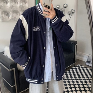 灯芯绒华夫格夹克男韩版潮拼色2024春秋新款ins外套W5979X-P57图片