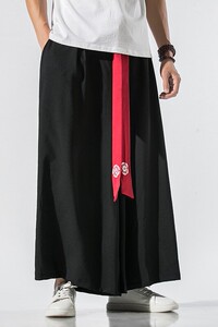夏季 风宋制改良汉服绣花长裤古装冰丝阔腿裤情侣潮 K90/P85图片