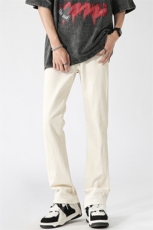 美式vibe高街裤子潮牌白色牛仔裤男高级感修身直筒微喇裤2363-P55，男装牛仔裤，星座1007-2