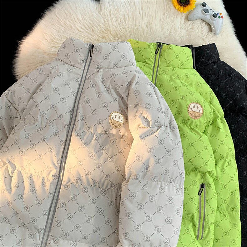 新款笑脸贴标字母加绒加厚保暖棉衣面包服A316-1-Y104P85控118图片