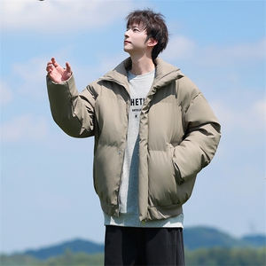 现货5W件冬季三防重磅硬挺boxy短款羽绒立领PU皮棉衣外套加厚棉服图片