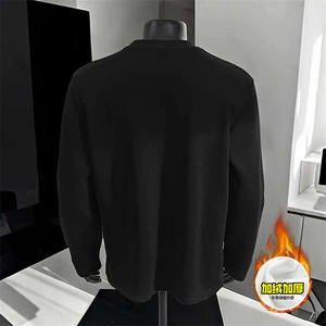 抖音得物高品质美式高街重磅曼巴棉cleanfit螺纹拼接卫衣长袖T恤图片