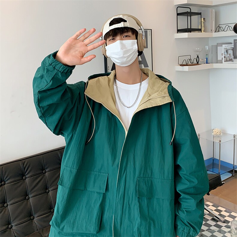 夹克男秋季新款连帽机能外套潮牌ins宽松冲锋衣JK063-P58,男装夹克,星座308B-2
