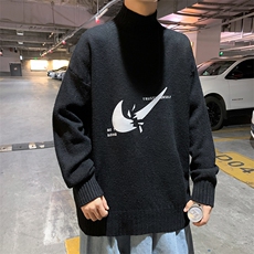 M18111-P45加绒P65半高领毛衣男士大码针织衫男毛线衣男线衫，男装针织衫/毛衣，电商A040