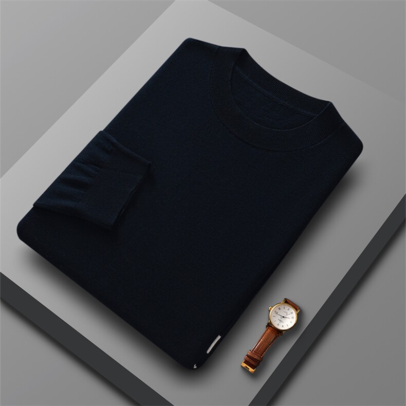 2024秋季新款圆领可机洗精纺羊毛衫通勤百搭，男装羊毛衫，优麦羊绒（原洪叶羊绒）