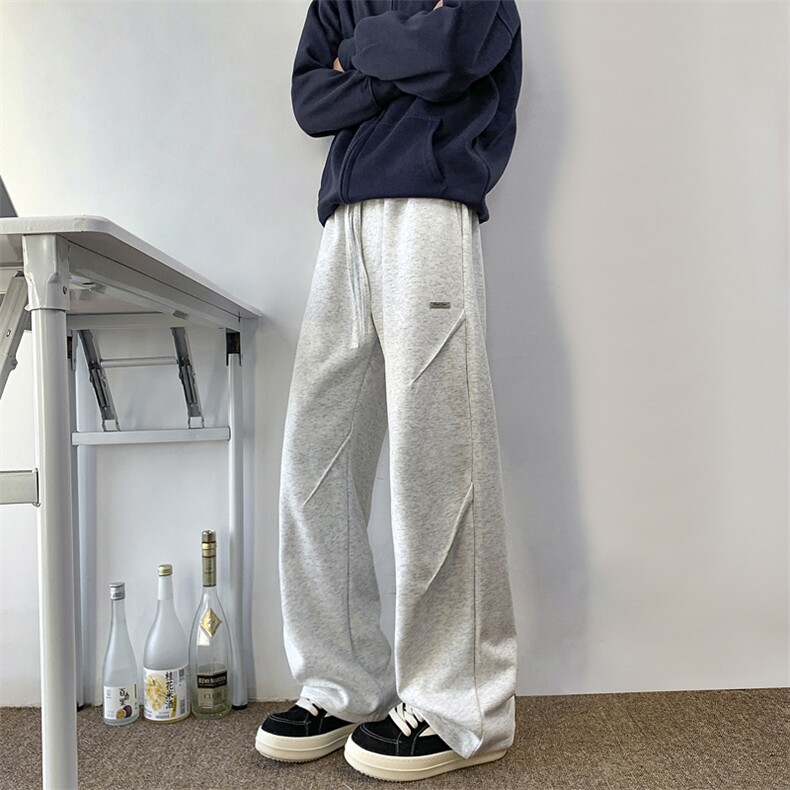 65%棉设计感拼接卫裤男长裤直筒常规特P45加绒50控7888,男装休闲裤,电商D205