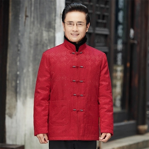 风唐装中老年可脱卸内胆休闲长袖爸爸装白鸭羽绒服TF028-235图片