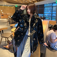 2022年冬季短款立领印花大口袋棉服外套女，女装棉衣/棉服，天丽