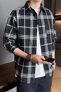 男士格子外套长袖衬衫宽松潮牌潮流上衣服DF01T图片