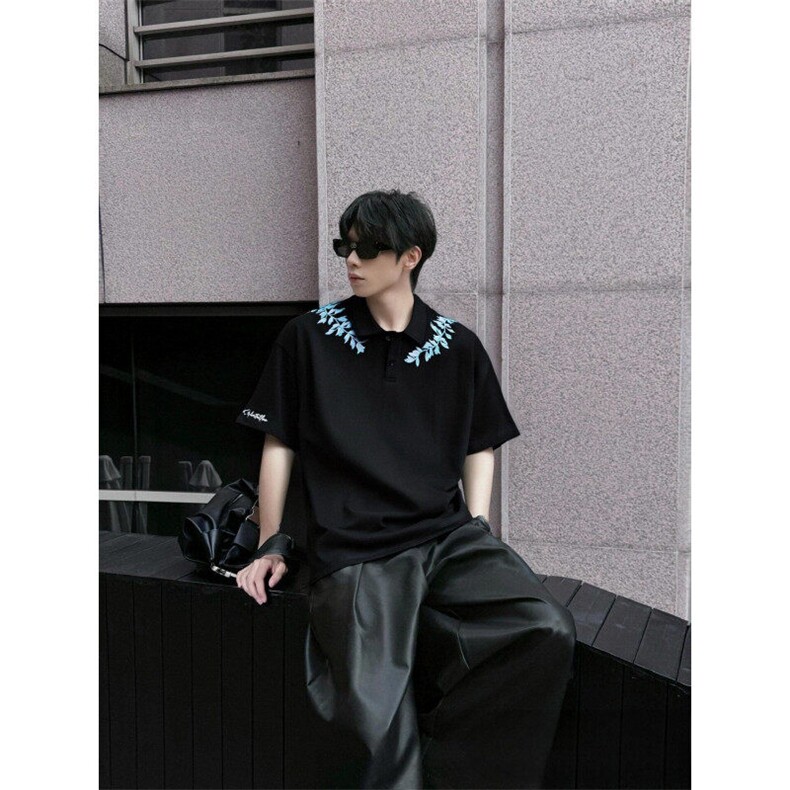 M649-P38高版本POLO全刺绣内里铺布休闲宽松情侣款短袖T恤,男装T恤,星座617A-1（原B318A）