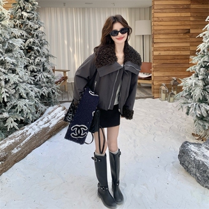 新款！羊羔毛拼接两面穿派克服外套2C133-8995-P225-K328图片