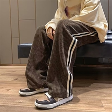秋冬季ins高街潮垂感直筒裤子美式复古运动休闲长裤男K5040-P38，男装休闲裤，星座512-2