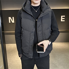 秋冬无袖高品质男女同款标羽绒马甲连帽加厚坎肩外套M2619-P145，男装背心/马甲，电商A237