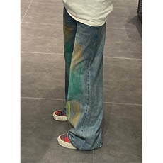 【网图有货】涂鸦牛仔裤欧美hiphop裤子美式高街阔腿NZA01LL-P50，男装牛仔裤，星座1007（原301D）