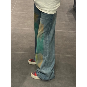【网图有货】涂鸦牛仔裤欧美hiphop裤子美式高街阔腿NZA01LL-P50