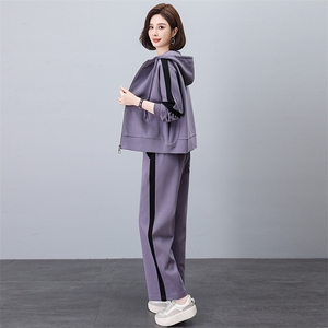 休闲套装女2025春秋新款小个子妈妈宽松卫衣洋气减龄两件套运动服图片