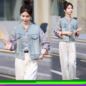 盘扣牛仔外套女2025春秋新款新中式国风元素时尚休闲减龄女士上衣图片