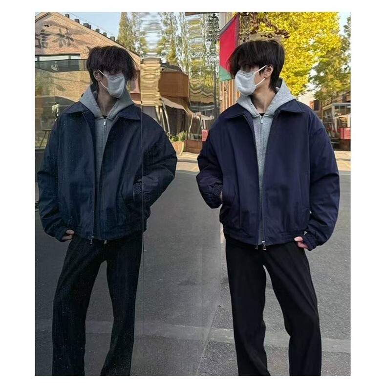 美式飞行员夹克棉服男冬季加厚保暖翻领棉衣外套黑色廓形短款棉袄,男装夹克,星座506A