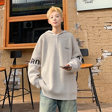 冬季美式毛衣男款复古连帽针织衫高级感痞帅卫衣外套-控99，男装针织衫/毛衣，星座310A-3