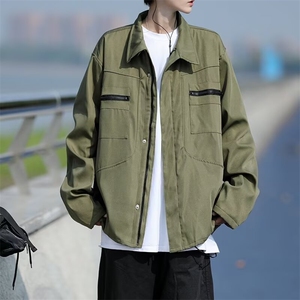 日系工装夹克男秋冬vibe潮牌宽松休闲痞帅翻领衬衣外套W6096-P64图片
