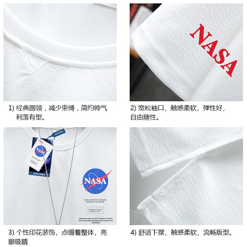 Q11243-P30NASA春夏季七分袖t恤男大码五分袖男短袖中袖展架,男装T恤,电商A040A