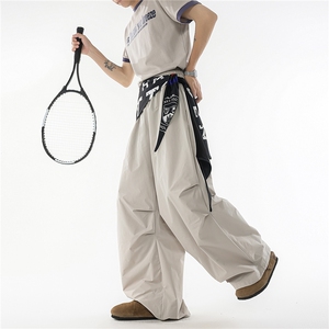 8XL-M 美式复古撞色屁帘工装伞兵裤男褶皱设计感宽松阔腿裤P68图片