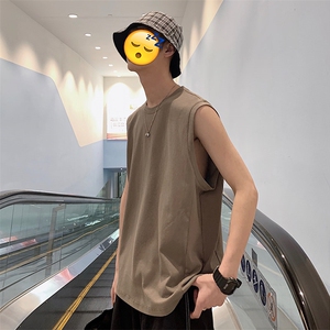 （港风模）A090新款夏季纯色汗背心男大码100%棉B图片