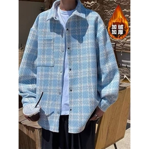1506-1/JJK191/P44复古格子长袖衬衫男港风文艺休闲潮牌百搭男女图片