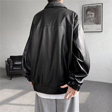 皮衣男港风潮流宽松款痞帅机车服M019-P65，男装皮衣，星座1109-3
