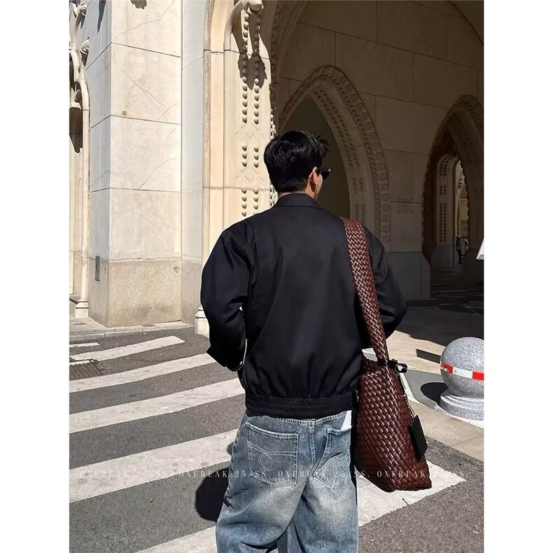 878-P65美式复古格纹两面穿夹克男春季潮牌宽松格子棒球服外套,男装夹克,电商B323A