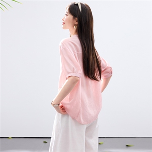 现货2026夏装新款休闲透气舒适女士短袖衬衣图片