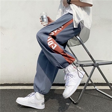 阔腿运动男夏季直筒宽松束脚九分ins高街港风休闲长裤子BK0821-30，男装休闲裤，星座1008