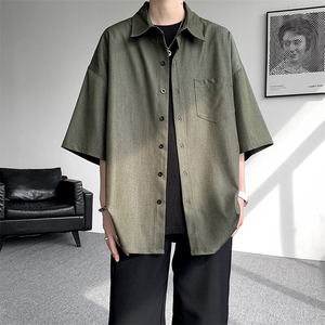 8XL-M 冰丝牛仔短袖衬衫男款夏季薄款宽松慵懒衬衣外套DC28006P60图片