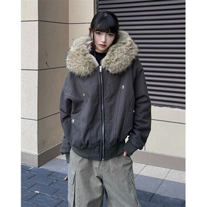 冬季座山雕美式棉服外套夹棉帆布水洗男女厚毛领棉衣 J8346图片