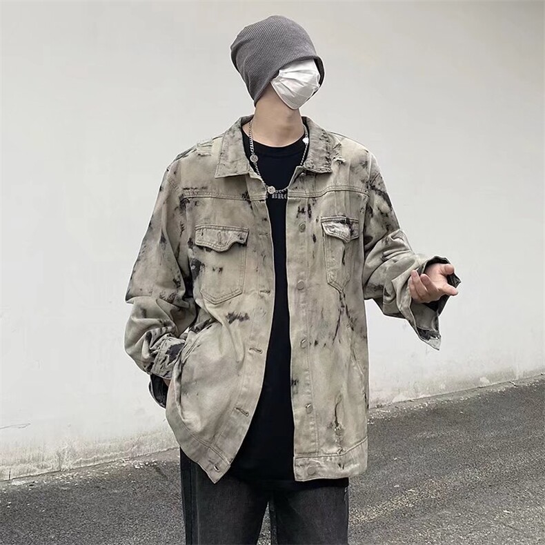 大货高街做旧扎染牛仔夹克男ins情侣外套oversize痞帅潮824-p68,男装夹克,星座1008
