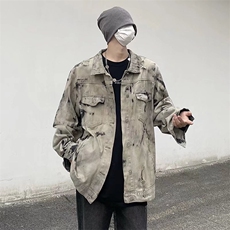 大货高街做旧扎染牛仔夹克男ins情侣外套oversize痞帅潮824-p68，男装夹克，星座1008
