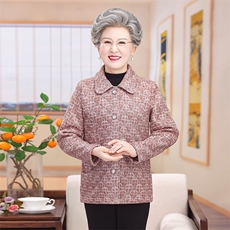 中老年毛大衣女装妈妈装加厚外套老年人婆婆针织翻领长袖上衣老人，女装中老年女装，亚东羊绒制品