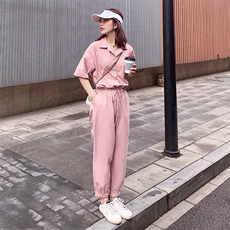 大货已出轻薄裤脚口松紧工装连体裤8605-A21，女装连体裤，浙宝225