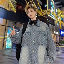 美式复古提花牛仔外套设计感小众休闲百搭夹克上衣潮W035-P62网图，男装工装外套，电商B245