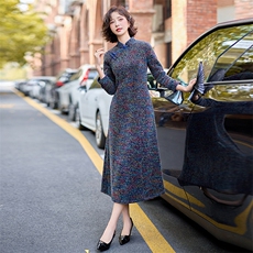 水衣源8108款冬季水貂绒（加厚面料）修身气质旗袍裙，女装汉服/婚纱/旗袍/礼服，水衣源