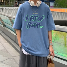 T恤新款宽松ins男五分袖潮牌青春圆领城市风貌印花休闲T591-P22，男装T恤，星座512-2