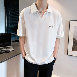 假两件T恤男V领短袖ins潮牌半袖POLO衫冰丝夏季体恤PL0384-P33图片