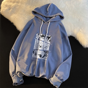 WY2176-P35 加绒款-P40 纯棉连帽卫衣男大码运动帽衫宽松薄外套男图片