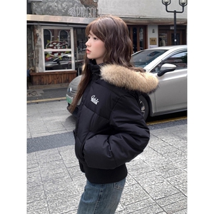 毛领短款棉服女2025冬季新款棉袄收腰显瘦小个子高级感棉衣外套女图片