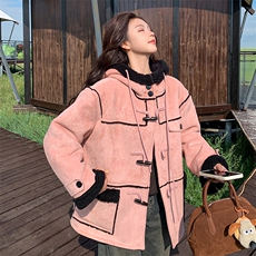 【新款】粉色皮毛一体羊羔毛外套886-P190-K289，女装棉衣/棉服，2C305
