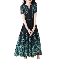 白领新真丝连衣裙2025夏季高端精致小众设计感气质桑蚕丝长裙，女装连衣裙，时尚风爆