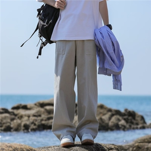 夏款男休闲裤工装大口袋贴标直筒宽松长裤h0019 P40图片