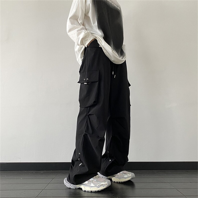 百搭新款降落伞阔腿运动裤春秋美式灰色休闲工装裤男K7467-P52,男装休闲裤,星座512-3