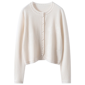 2025年秋季时尚百搭通勤简约休闲女士镂空开衫，女装羊绒衫，美创羊绒