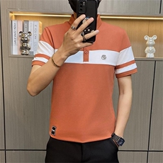 PL038-特P40社会小伙POLO衫短袖T恤男夏季潮流修身拼接时尚翻领，男装Polo衫，电商D310B